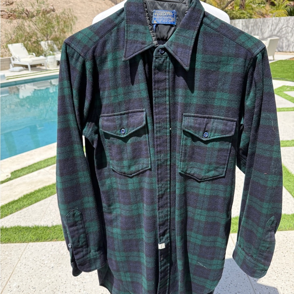 Pendleton Green and Black Plaid Shirt